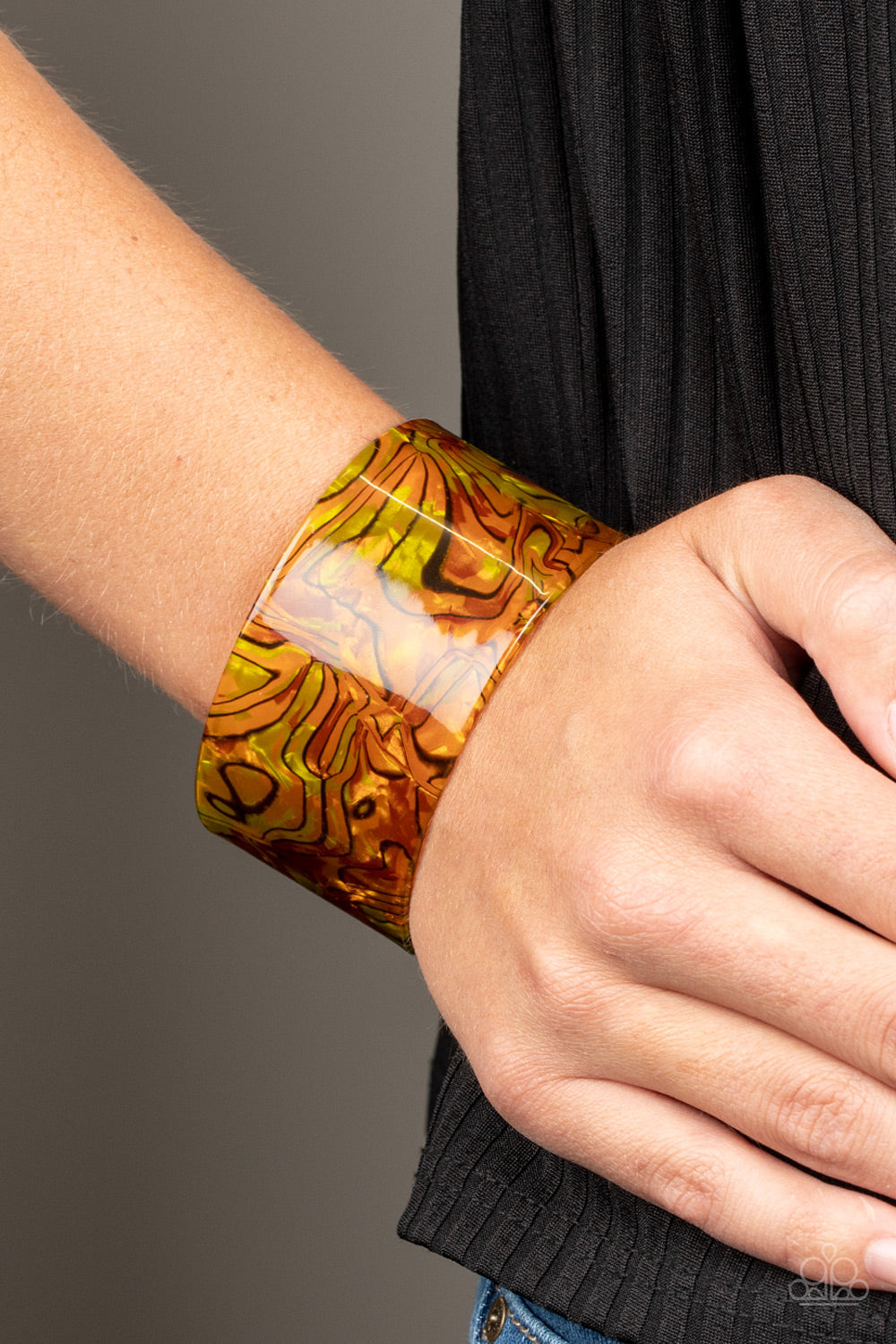 Paparazzi Cosmic Couture - Orange Acrylic Bracelet - Pusher P