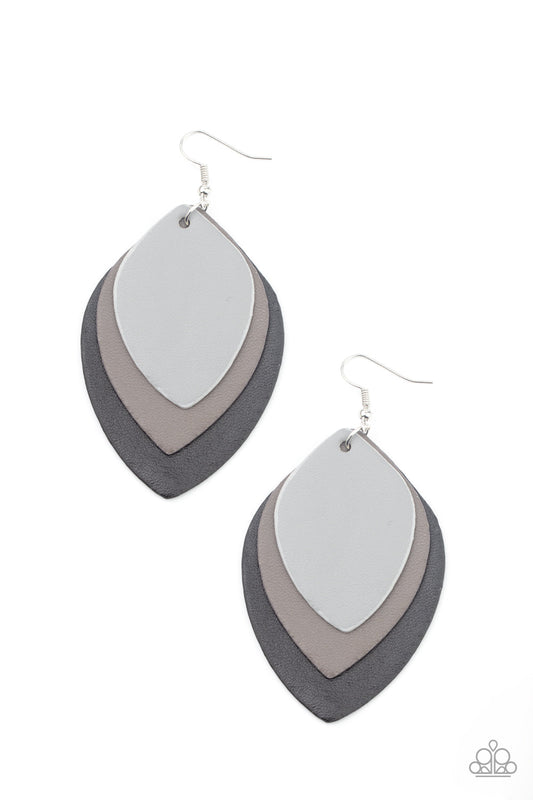 Paparazzi Light as a LEATHER - Black Earrings - Pusher P