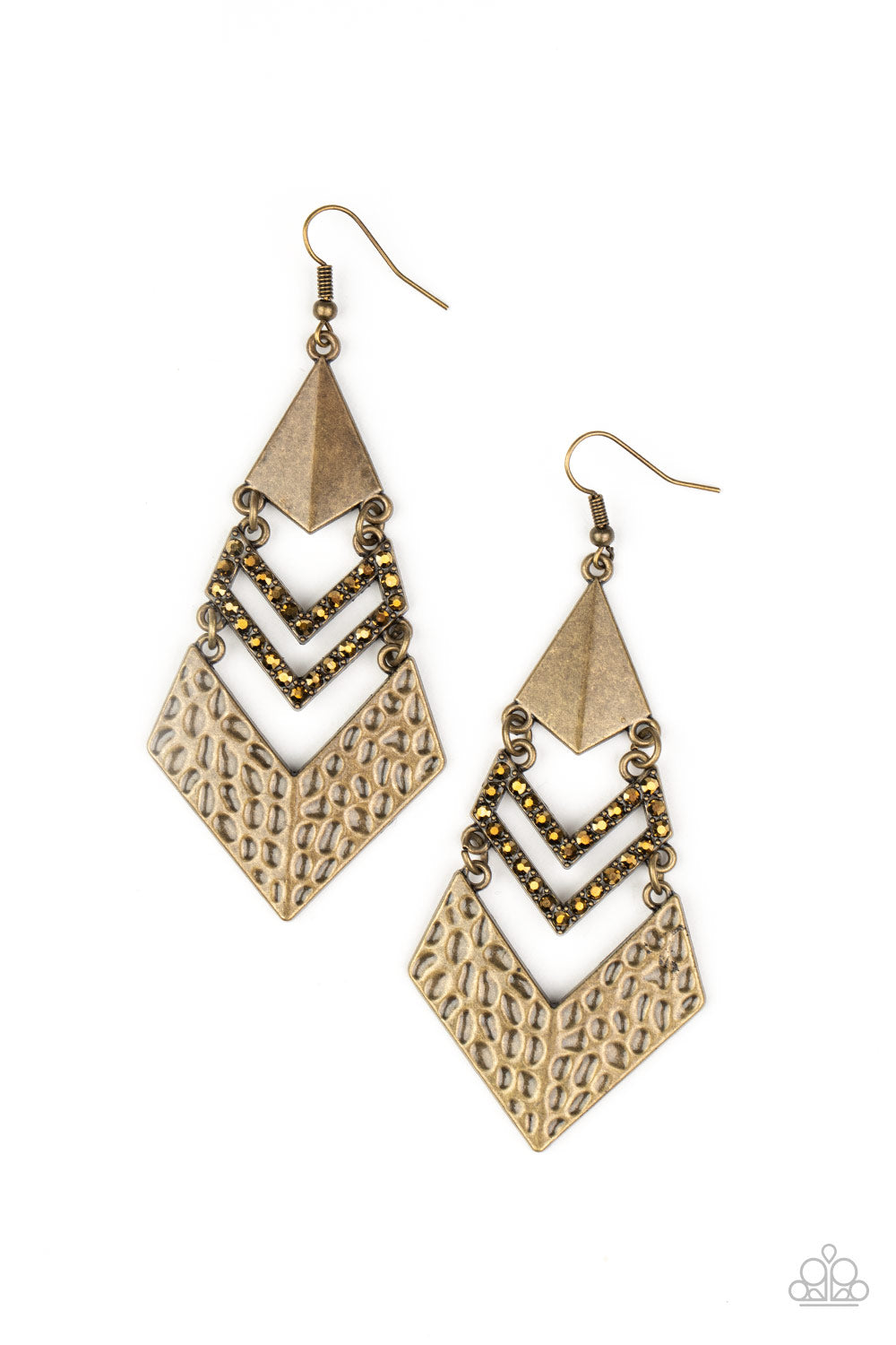 Paparazzi Work Hazard - Brass Earrings - Pusher P
