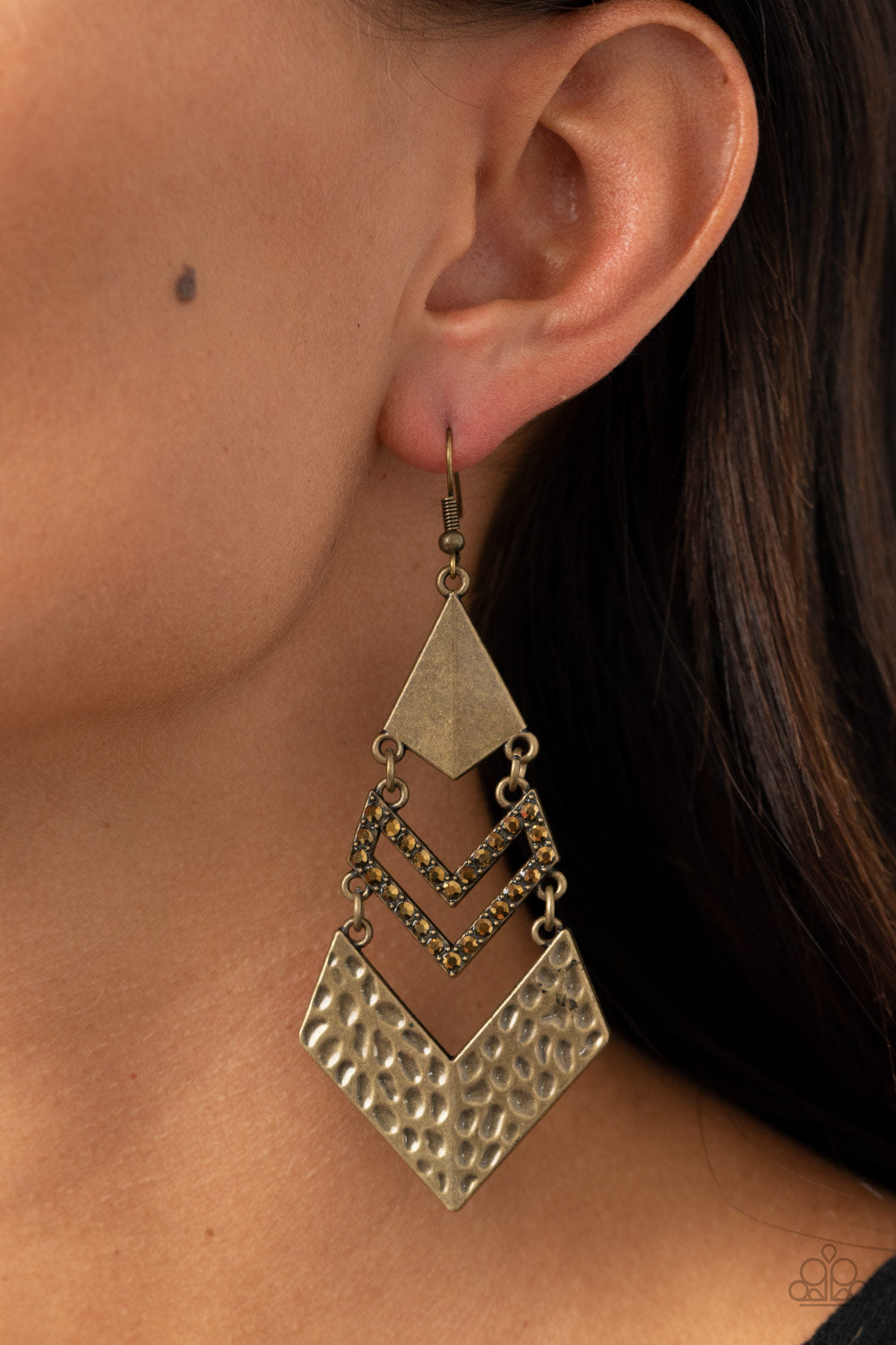 Paparazzi Work Hazard - Brass Earrings - Pusher P