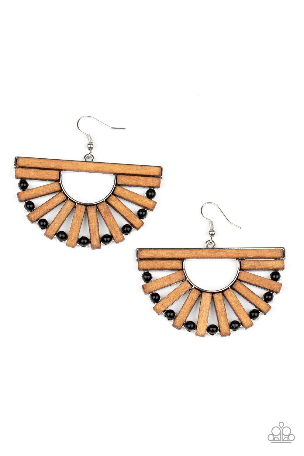 Paparazzi Wooden Wonderland - Black Wooden Earrings - Pusher P