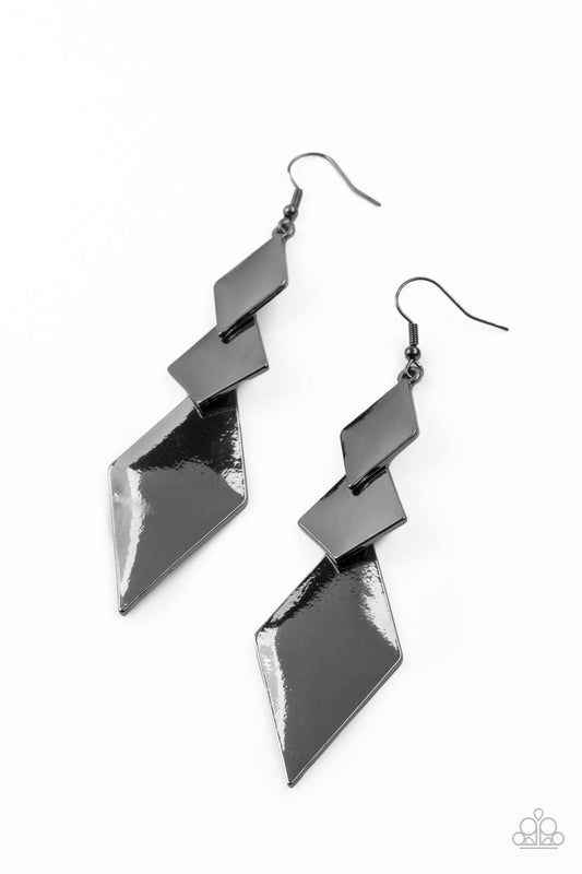 Paparazzi Danger Ahead - Black Earrings - Pusher P