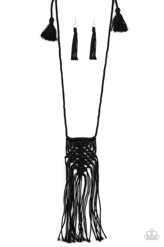 Paparazzi Macrame Mantra - Black Necklace - Pusher P