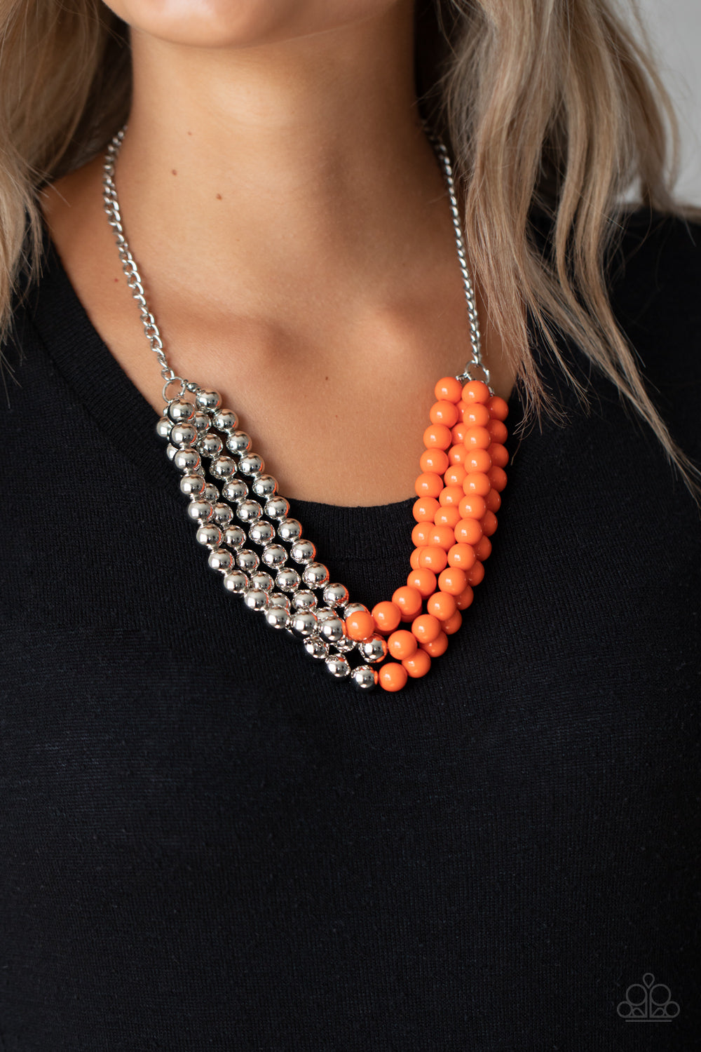 Paparazzi Layer After Layer - Orange Necklace - Pusher P