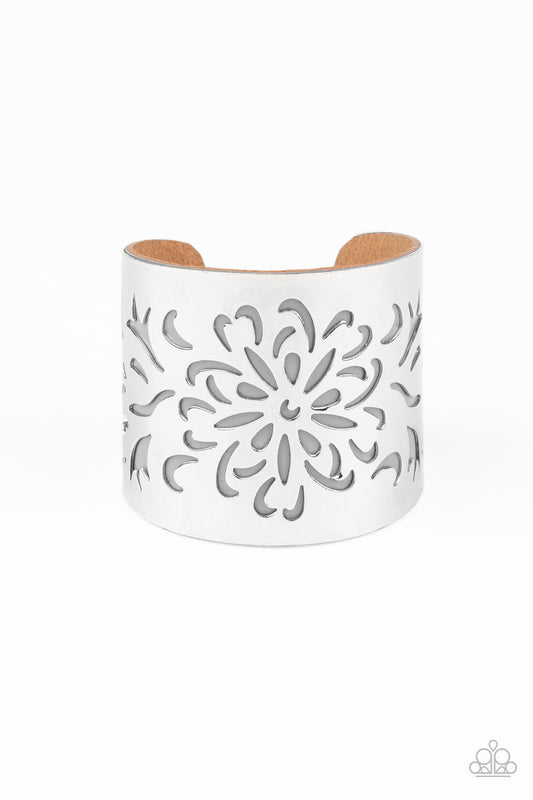 Paparazzi Get Your Bloom On - Silver Leather Bracelet - Pusher P