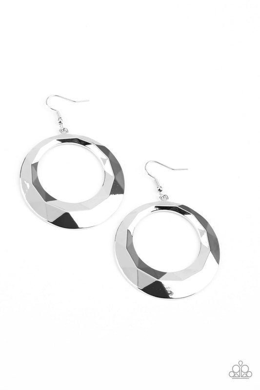 Paparazzi Fiercely Faceted - Silver Earrings - Pusher P