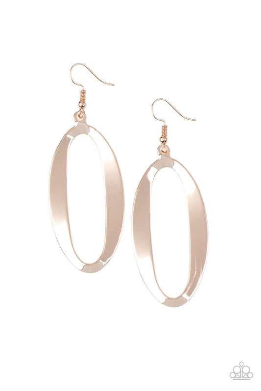 Paparazzi OVAL My Head - Rose Gold Hoop Earrings - Pusher P