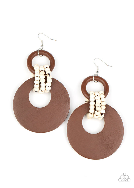 Paparazzi Beach Day Drama - Brown Earrings - Pusher P