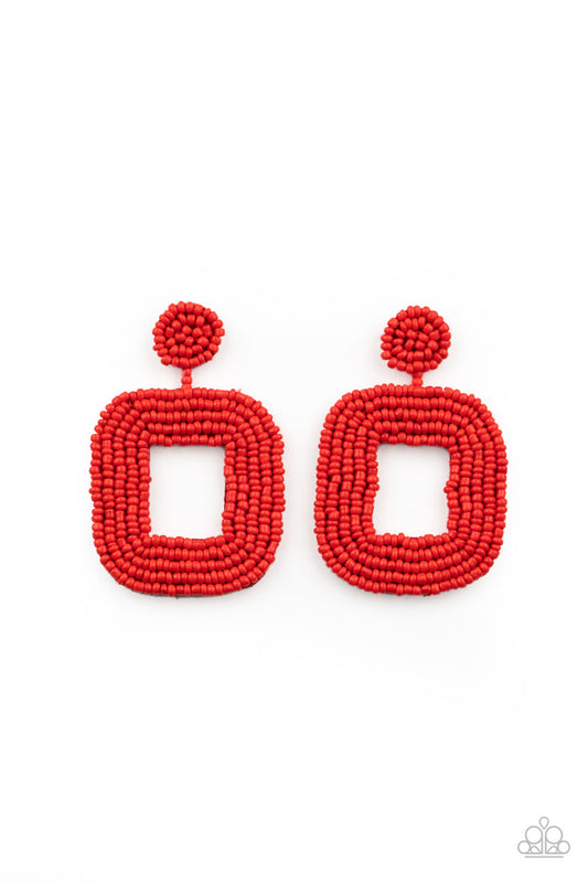 Paparazzi Beaded Bella - Red Earrings - Pusher P