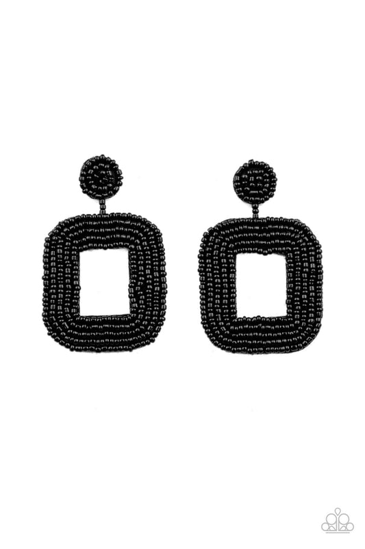 Paparazzi Beaded Bella - Black Earrings - Pusher P