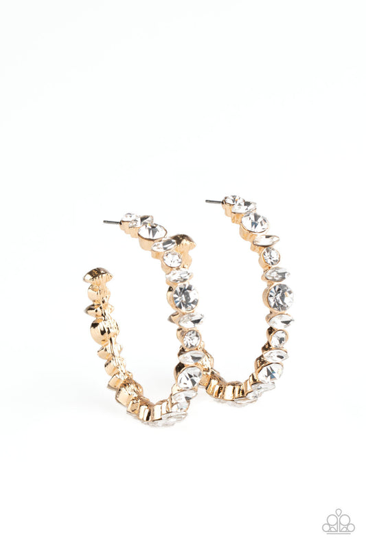 Paparazzi Can I Have Your Attention? - Gold Rhinestone Earrings - Pusher P