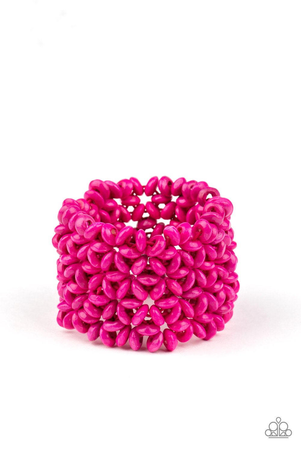 Paparazzi Island Expression - Pink Wooden Bracelet - Pusher P
