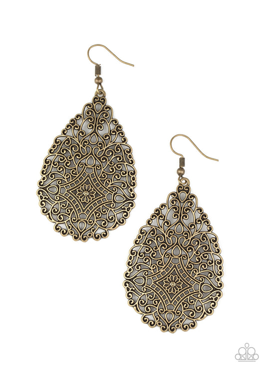 Paparazzi Napa Valley Vintage - Brass Antiqued Earrings - Pusher P