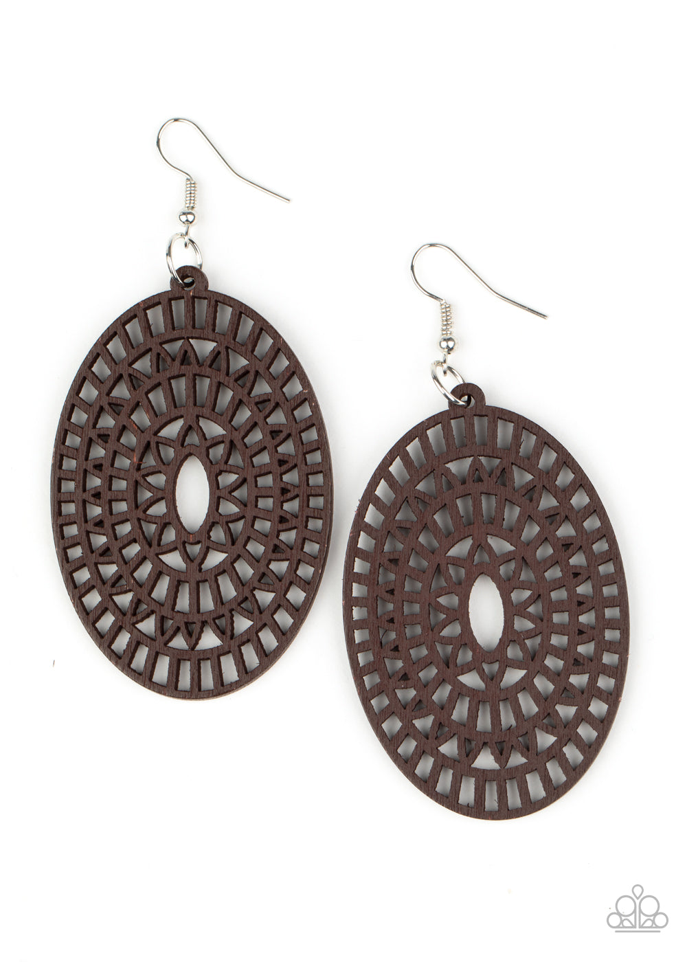 Paparazzi Tropical Retreat - Brown Wooden Earrings - Pusher P