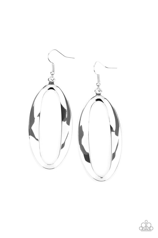 Paparazzi OVAL My Head - Silver Hoop Earrings - Pusher P