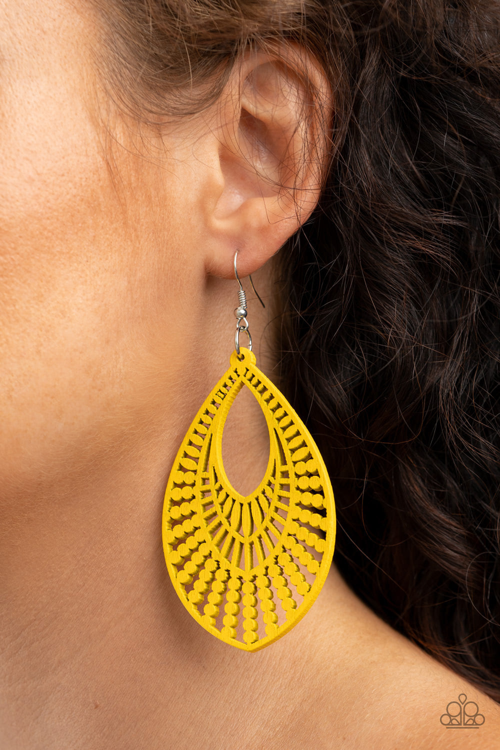 Paparazzi Bermuda Breeze - Yellow Wooden Earrings - Pusher P
