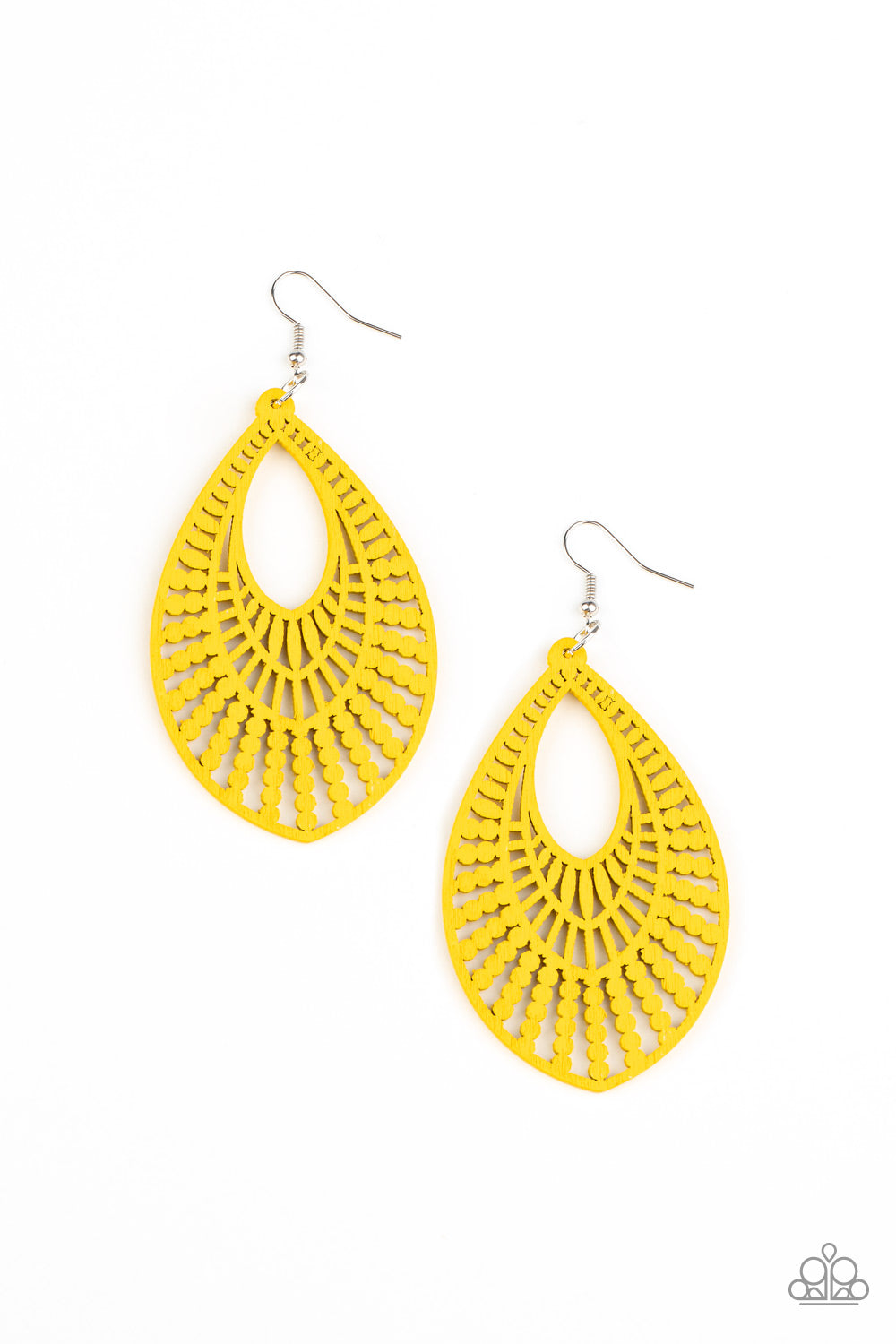 Paparazzi Bermuda Breeze - Yellow Wooden Earrings - Pusher P
