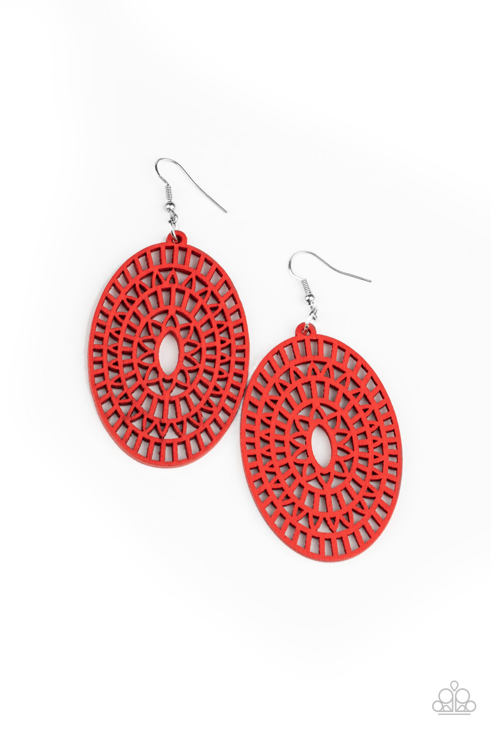 Paparazzi Tropical Retreat - Red Wooden Earrings - Pusher P