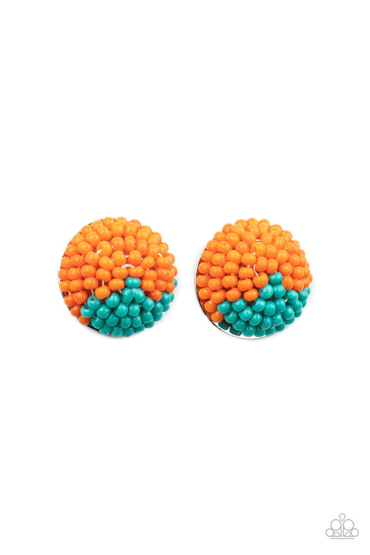 Paparazzi As Happy As Can BEAD - Orange Earrings - Pusher P