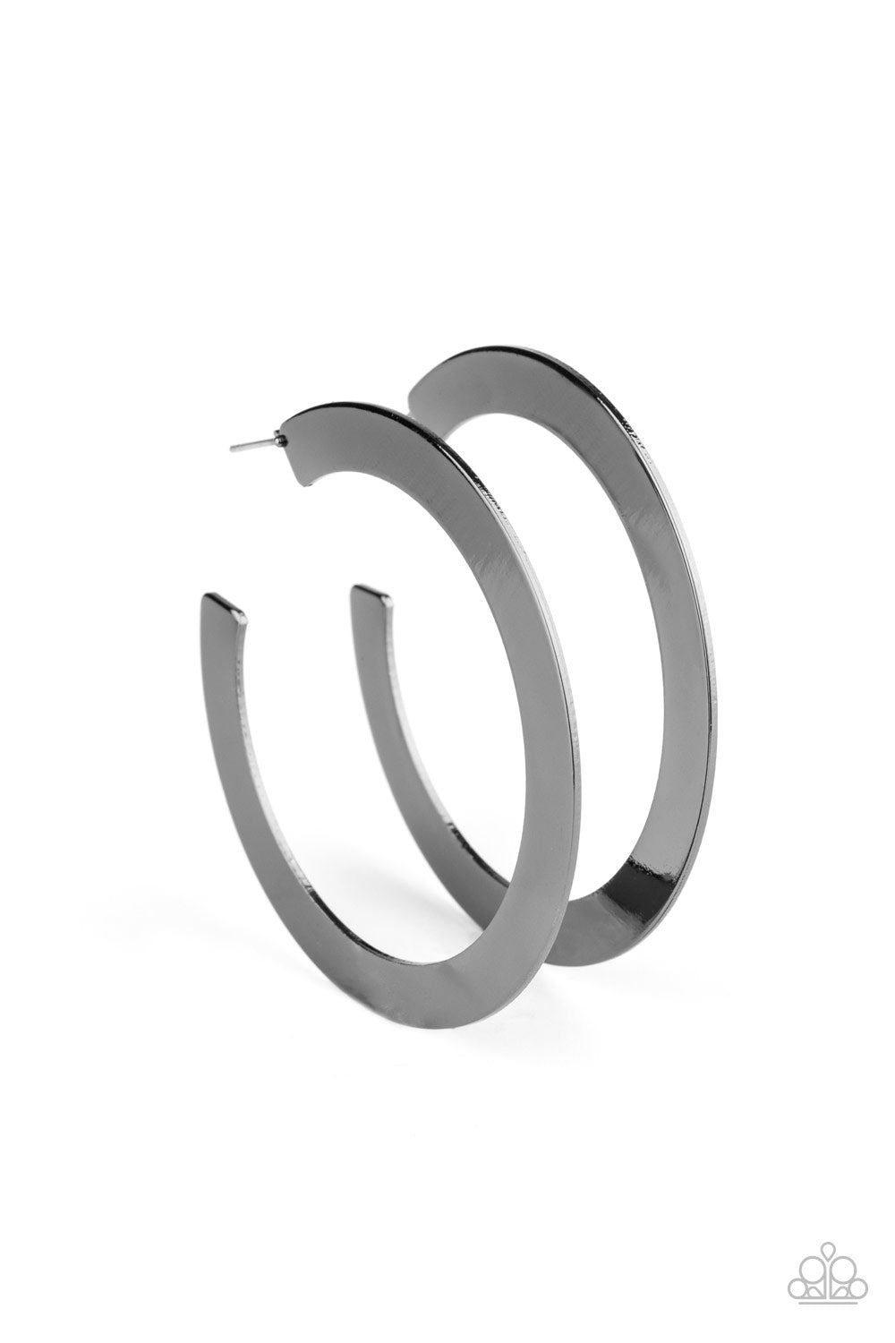 Paparazzi The Inside Track - Black Hoop Earrings - Pusher P