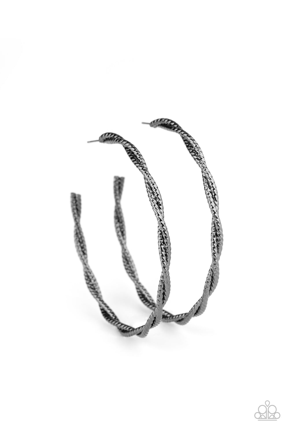 Paparazzi Totally Throttled - Black Hoop Earrings - Pusher P