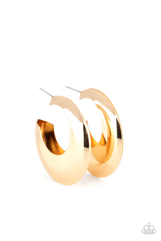Paparazzi Chic CRESCENTO - Gold Hollowed Out Hoop Earrings - Pusher P
