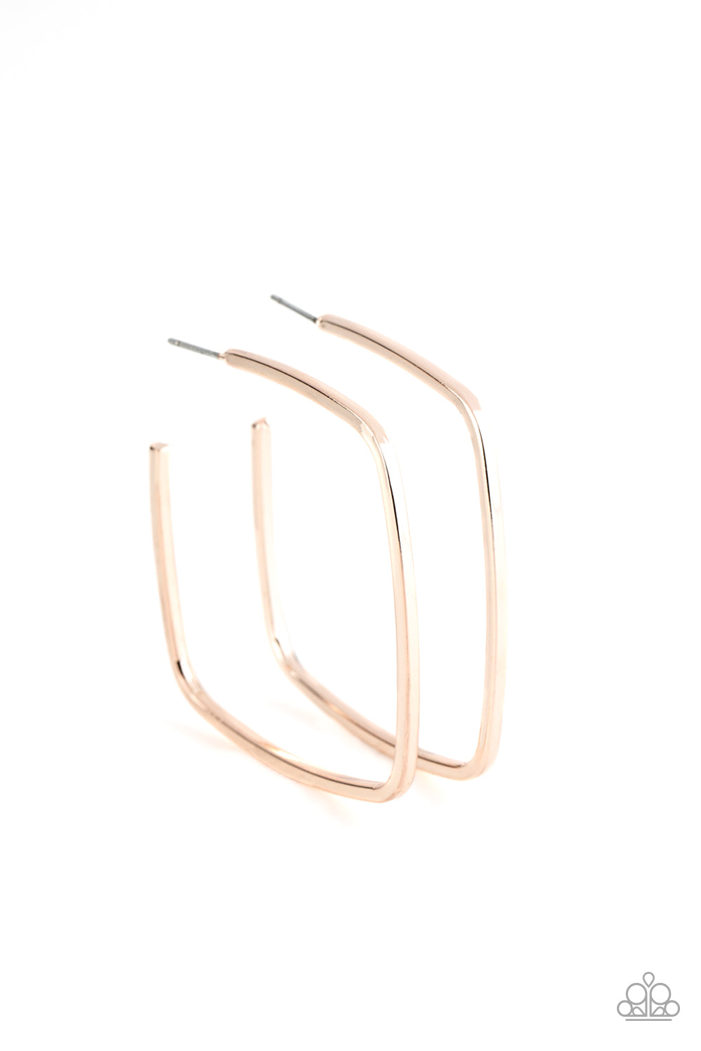 Paparazzi Brazen Beauty - Rose Gold Square-Like Hoop Earrings - Pusher P