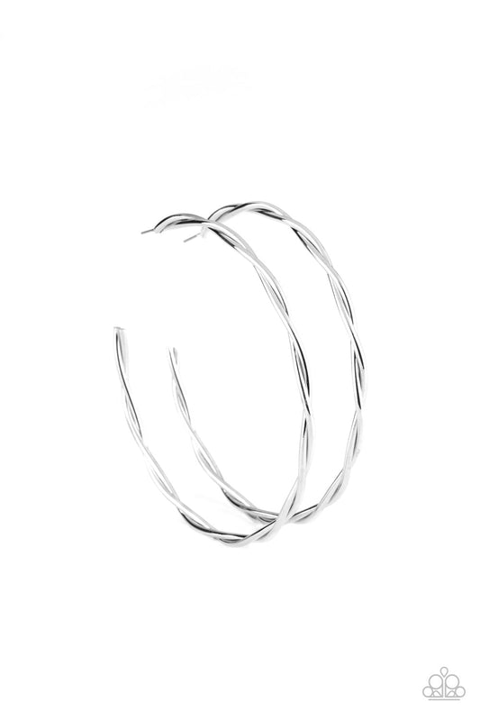 Paparazzi Out of Control Curves - Silver Earrings - Pusher P