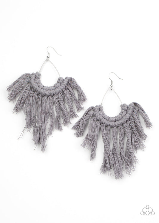 Paparazzi Wanna Piece Of MACRAME? - Silver Earrings - Pusher P
