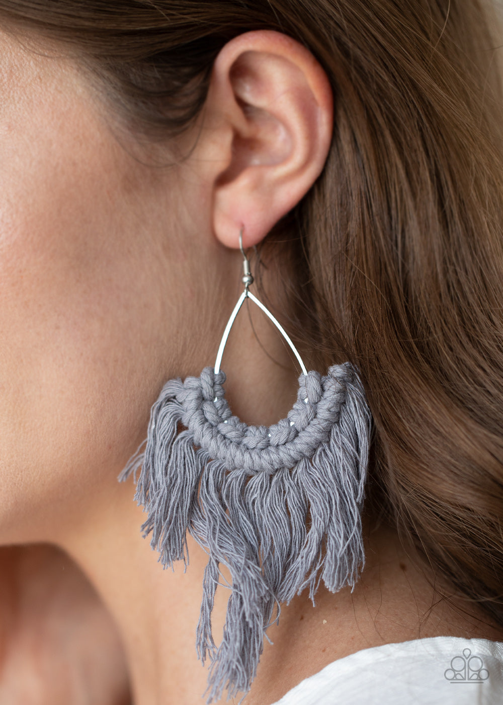 Paparazzi Wanna Piece Of MACRAME? - Silver Earrings - Pusher P