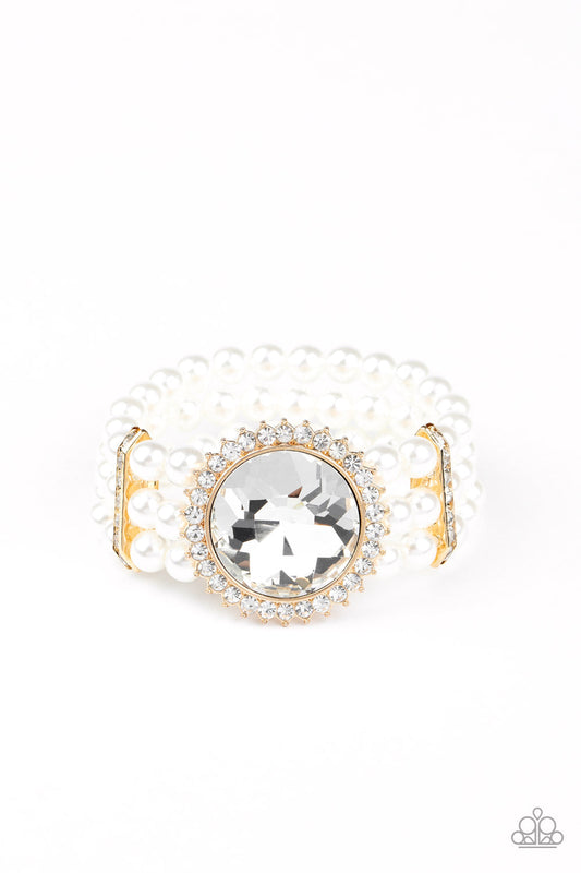 Paparazzi Speechless Sparkle - Gold Pearl Bracelet - Pusher P