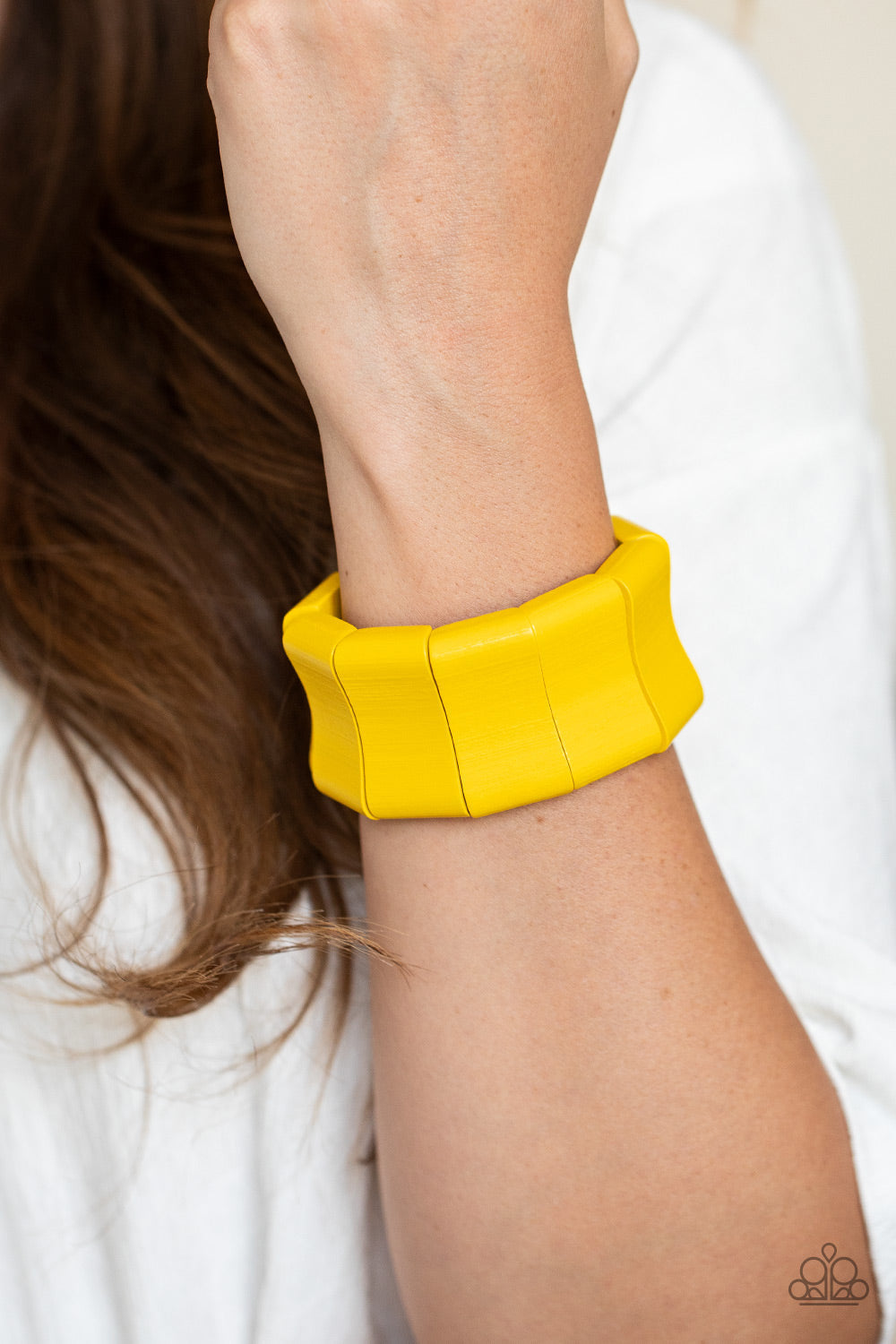 Paparazzi Caribbean Couture - Yellow Wooden Bracelet - Pusher P