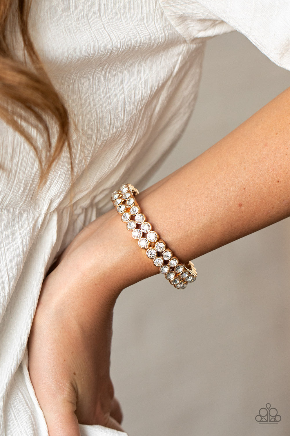 Paparazzi Come and Get It! - Gold Rhinestone Bracelet - Pusher P
