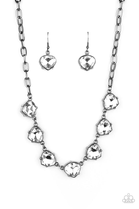 Paparazzi Star Quality Sparkle Gunmetal Rhinestone Necklace - December 2020 Life Of The Party Exclusive - Pusher P