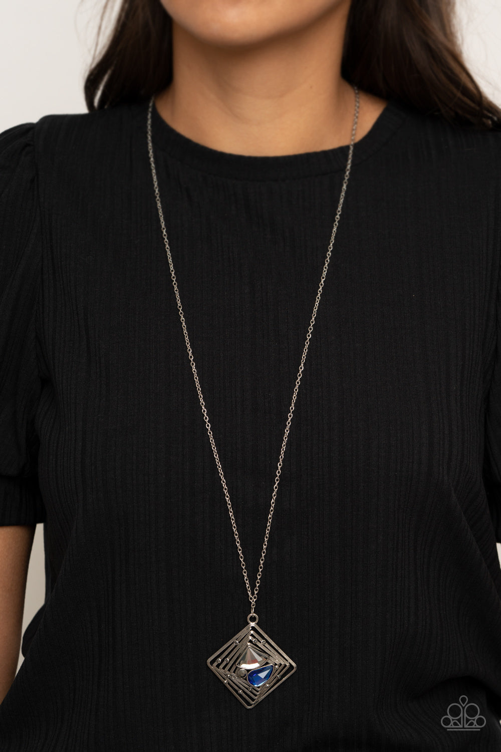 Paparazzi Timelessly Tilted - Blue Necklace - Pusher P