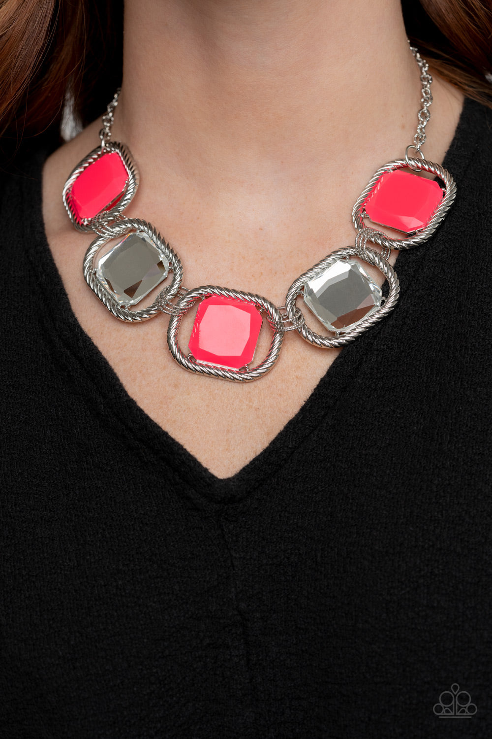 Paparazzi Pucker Up - Neon Pink Necklace - Pusher P