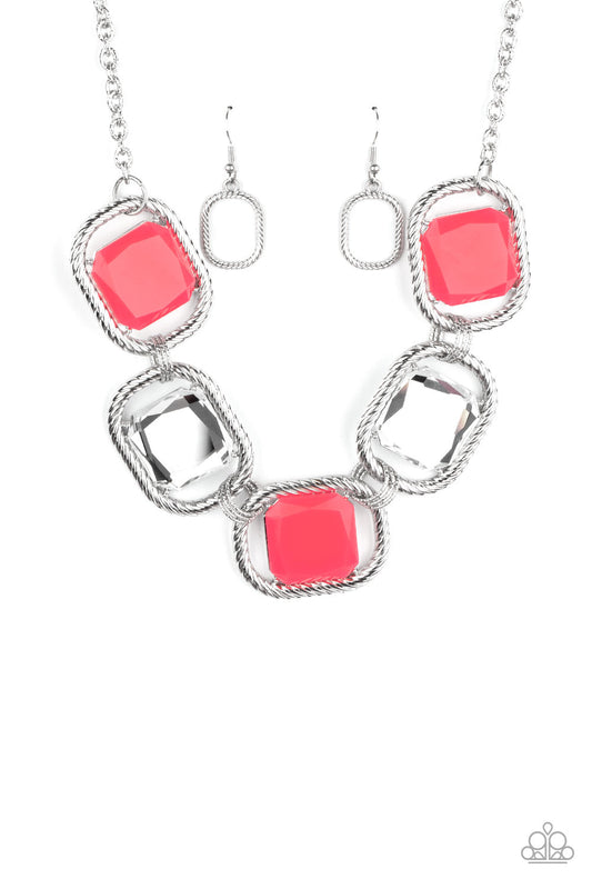 Paparazzi Pucker Up - Neon Pink Necklace - Pusher P