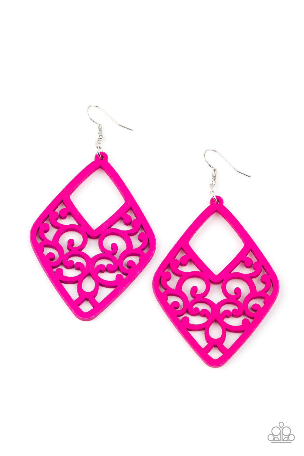 Paparazzi VINE For The Taking - Pink Wooden Earrings - Pusher P