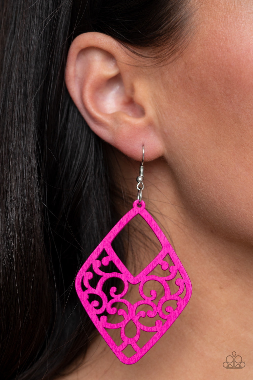 Paparazzi VINE For The Taking - Pink Wooden Earrings - Pusher P