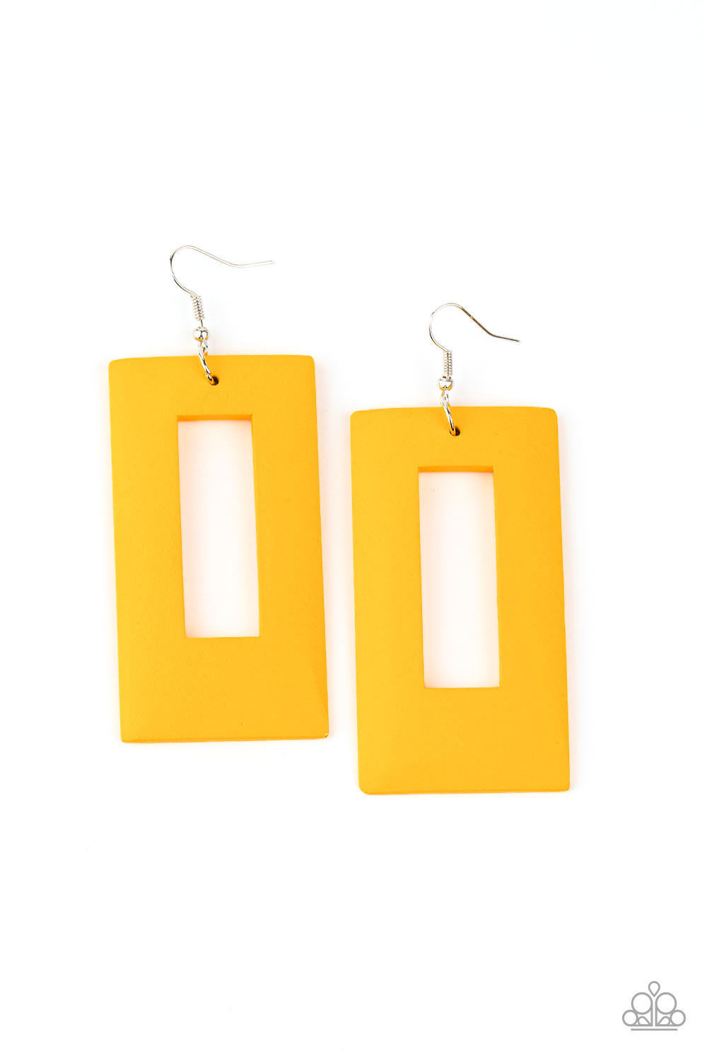 Paparazzi Totally Framed - Yellow Wooden Earrings - Pusher P