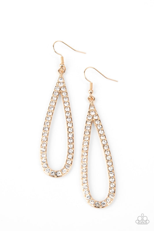 Paparazzi Glitzy Goals - Gold Teardrop Earrings - Pusher P