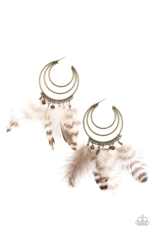 Paparazzi Freely Free Bird - Brass Earrings - Pusher P