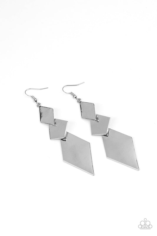 Paparazzi Danger Ahead - Silver Earrings