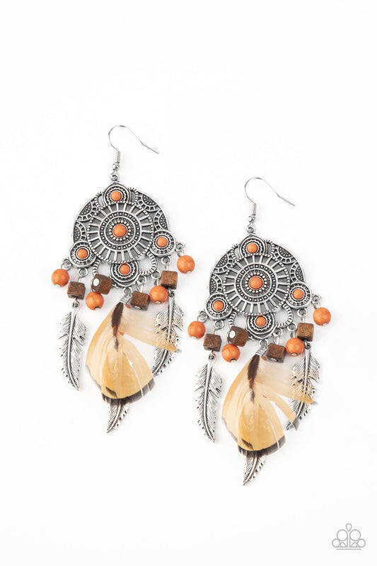 Paparazzi Desert Plains - Orange Earrings - Pusher P