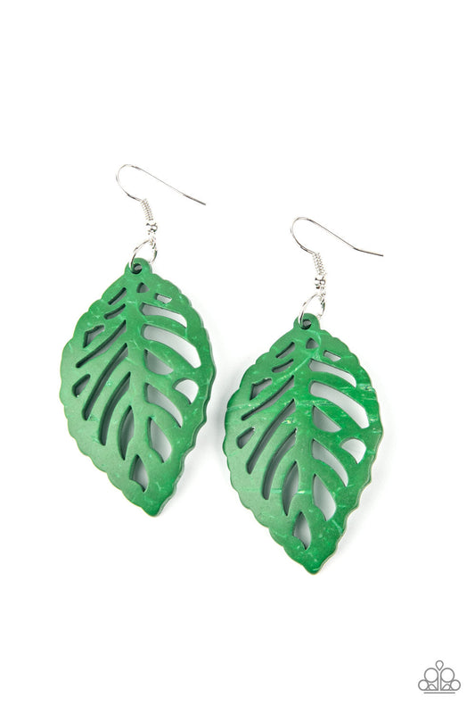 Paparazzi LEAF Em Hanging - Green Earrings - Pusher P