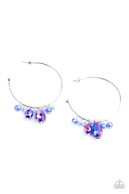 Paparazzi Dazzling Downpour - Blue Iridescent Earrings - Pusher P