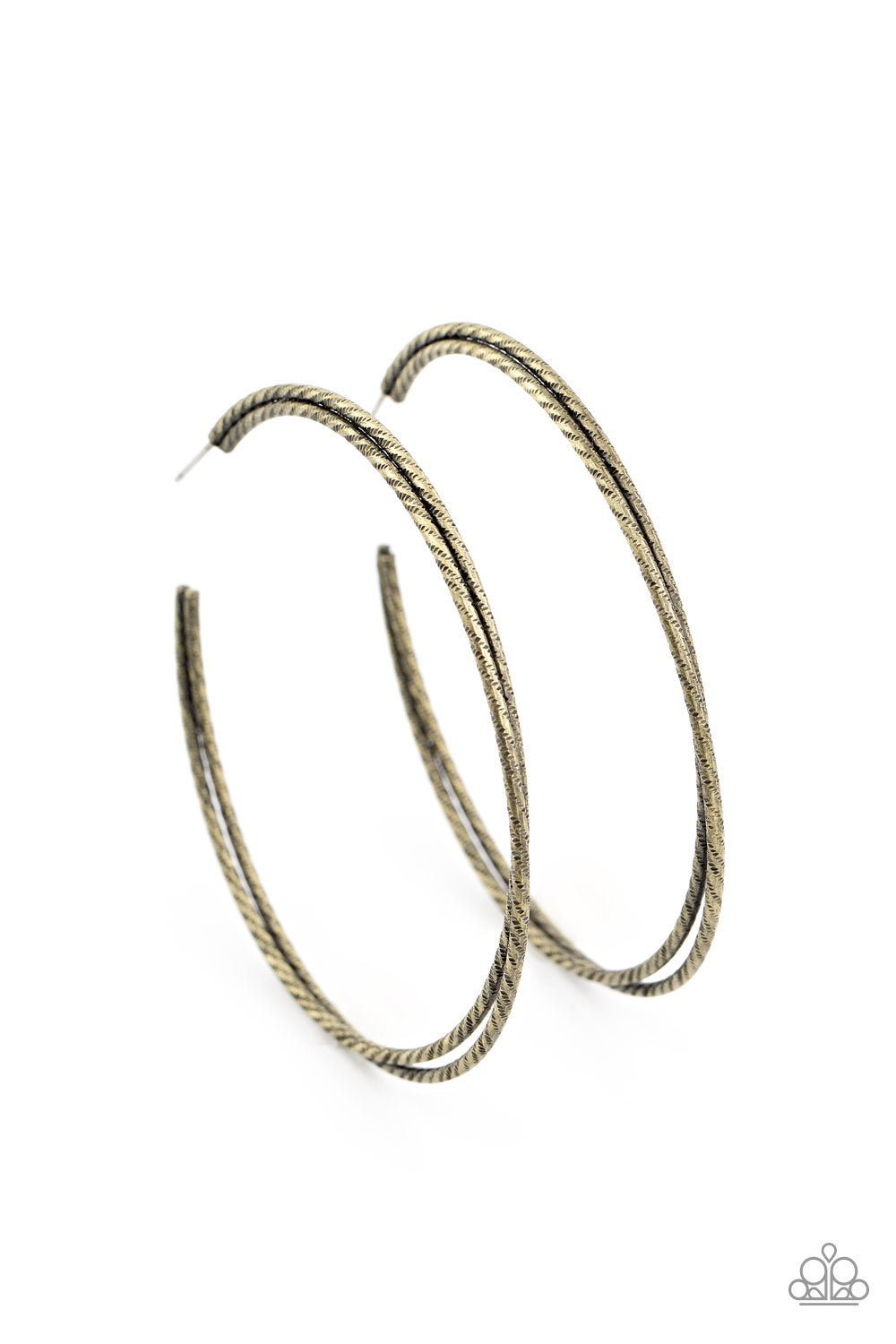 Paparazzi Curved Couture - Brass Hoop Earrings - Pusher P