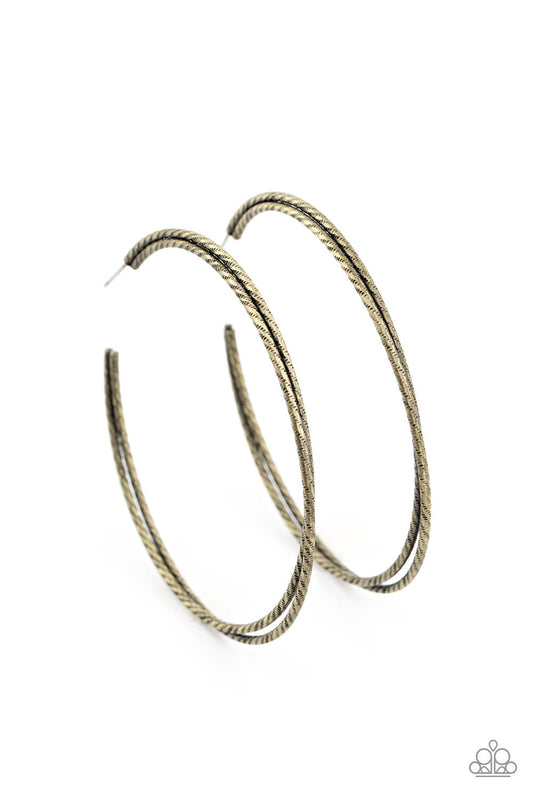 Paparazzi Curved Couture - Brass Hoop Earrings - Pusher P