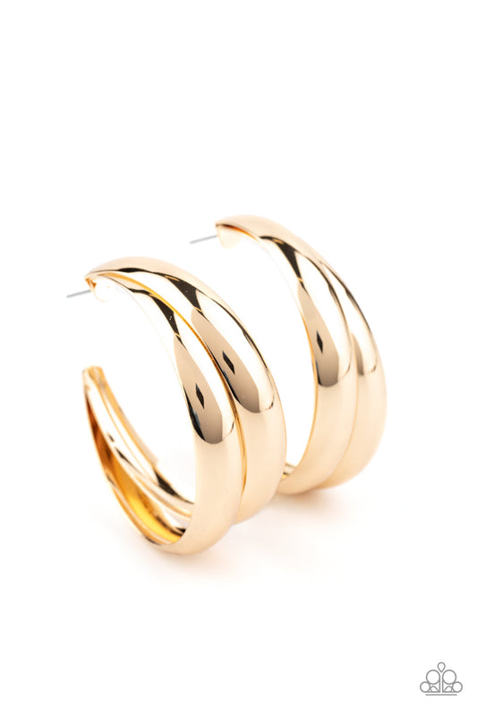 Paparazzi Colossal Curves - Gold Hoop Earrings