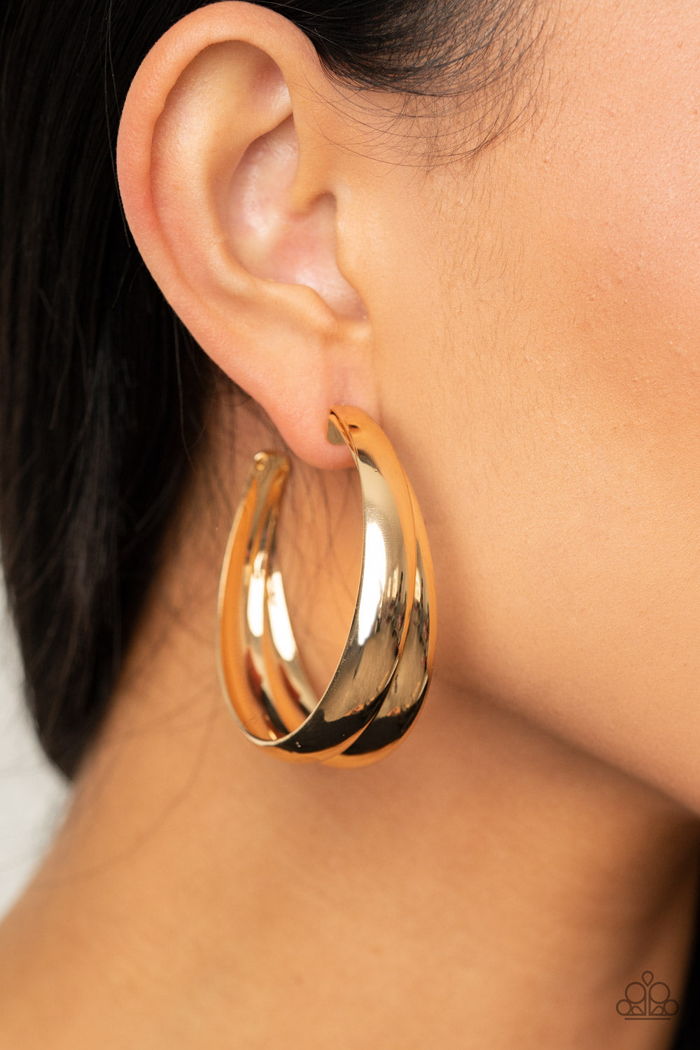 Paparazzi Colossal Curves - Gold Hoop Earrings - Pusher P